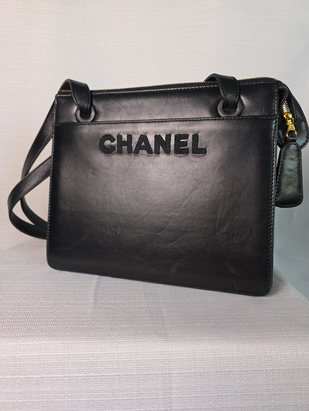 Chanel Black Leather Top-Handle Shoulder Bag